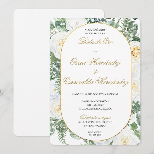 Boda de oro elegante editable 招待状 (正面/裏面)