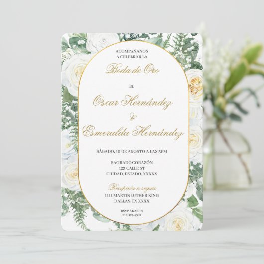 Boda de oro elegante editable 招待状 (スタンド正面)