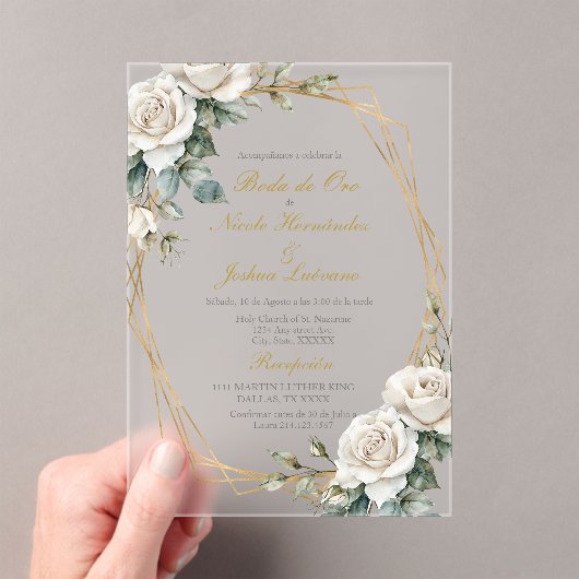 Boda de oro wedding rosa blanca acrylic invitation アクリル招待状 (インサイチュ (ポータブル))