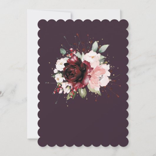 Boda en oro burdeos y rosa rubor 招待状 (裏面)