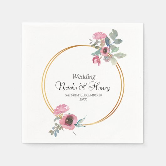 Boda en Oro y Acuarela primavera スタンダードカクテルナプキン (正面)