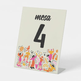 Boda Festival Naranja y Rosa Identificador de mesa 台座サイン