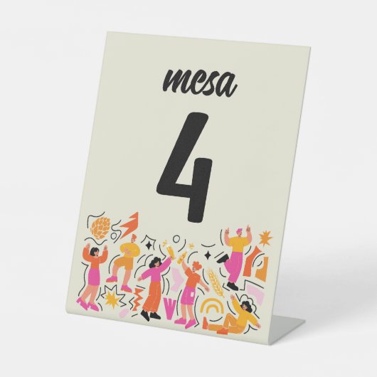 Boda Festival Naranja y Rosa Identificador de mesa 台座サイン (正面)