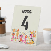Boda Festival Naranja y Rosa Identificador de mesa 台座サイン (インサイチュ)