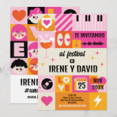 Boda Festivalera Naranja y Rosa (Spanish language) 招待状 (正面/裏面)