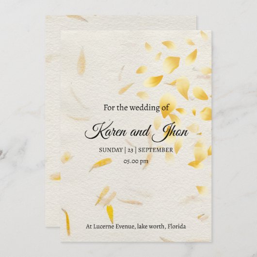 Boda Otoñal con pétalos 招待状 (正面/裏面)