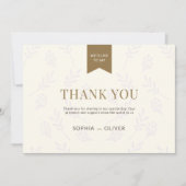 Boda romántico dorado ramas de olivo サンキューカード (正面)