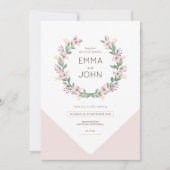 Boda romántico rosa corona de flores silvestres 招待状 (正面)