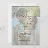  Boda simple de fotografías en blanco y negro 招待状 (正面)