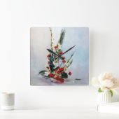 Bodegón de flores/Still life of flowers スクエア壁時計 (ホーム)