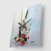 Bodegón de flores/Still life of flowers スクエア壁時計 (傾斜)