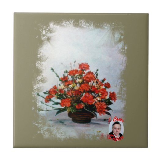 Bodegón de flores/Still life of flowers タイル (正面)