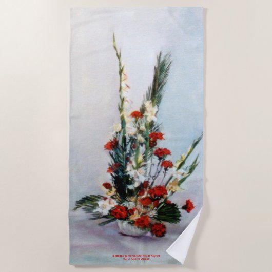 Bodegón de flores/Still life of flowers ビーチタオル (正面)