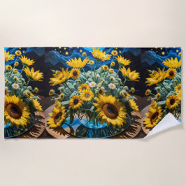 Bodegón Flores y Noche 1 - 001 ビーチタオル