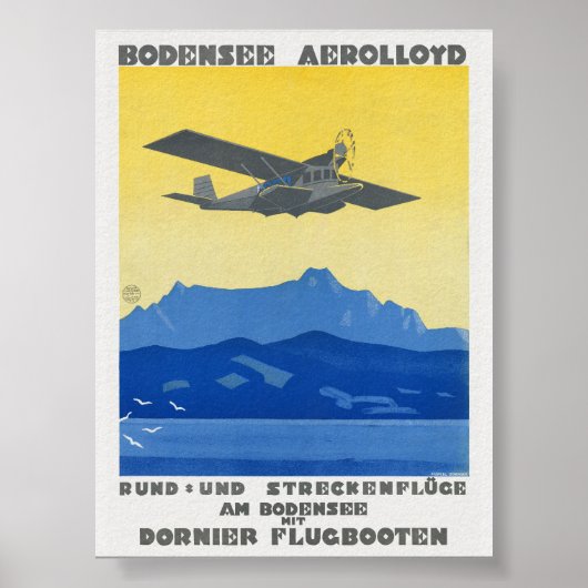 Bodensee Aerolloyd Vintage Poster 1925 ポスター (正面)