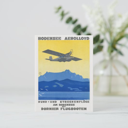 Bodensee Aerolloyd Vintage Poster 1925 ポストカード (スタンド正面)