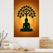 Bodhi Tree Buddha Meditation Art - Zen Spiritual E ポスター (キッチン)