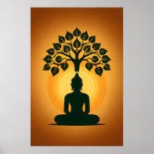 Bodhi Tree Buddha Meditation Art - Zen Spiritual E ポスター (正面)