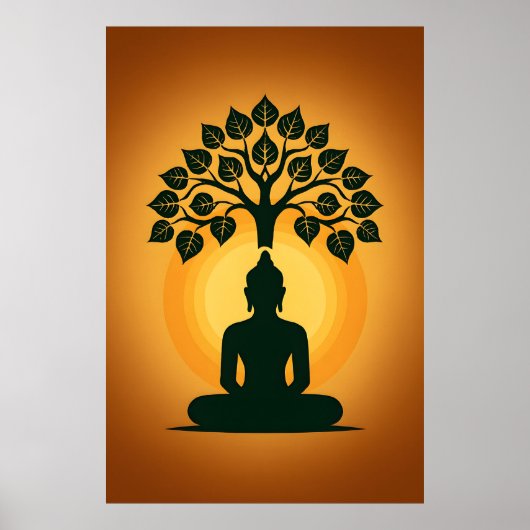 Bodhi Tree Buddha Meditation Art - Zen Spiritual E ポスター (正面)