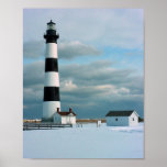 Bodie Lighthouse with Snow, Outer Banks, NC ポスター<br><div class="desc">Bodie Lighthouse with Snow,  Outer Banks,  North Carolina</div>