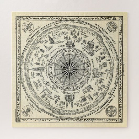 Bodleianの図書館からのオックスフォードの眺めの地図 ジグソーパズル (横)