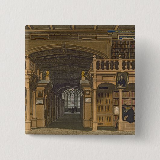 Bodleianの図書館のインテリア、イラストレーションのための 缶バッジ (正面)