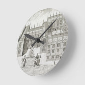 Bodleianの図書館、「Oxonia Illustrataからのオックスフォード、 ラウンド壁時計 (傾斜)