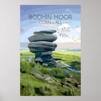 Bodmin Moor Print Cornwall Travel Poster ポスター