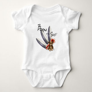 Body bébé blanc "Born to surf", nounours et fleurs ベビーボディスーツ