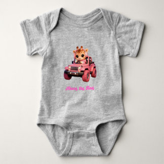 Body bébé girafe en jeep rose – Keeping the Peace ベビーボディスーツ