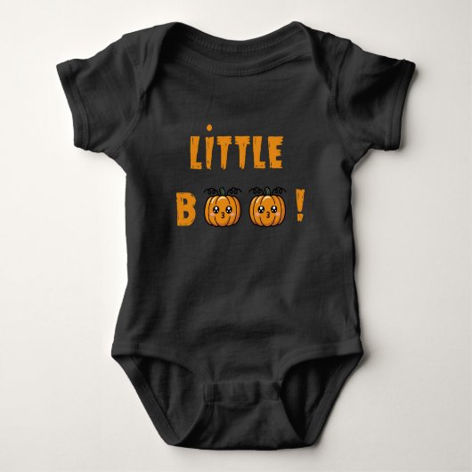 Body Bébé Halloween – Little BOO Noir Kawaii ベビーボディスーツ (正面)