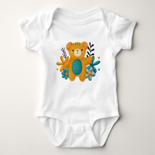 Body Bebê Personalizado – Ursinho Fofinho e Alegre ベビーボディスーツ (正面)