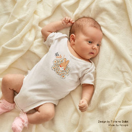Body bébé So Cute lapin mignon et fleurs blanches ベビーボディスーツ