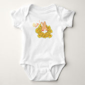 Body bébé So Cute lapin mignon et fleurs jaune ベビーボディスーツ (正面)