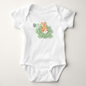 Body bébé So Cute lapin mignon et fleurs vertes ベビーボディスーツ (正面)