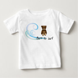 Body blanc bébé "Born to surf", vagues et nounours ベビーTシャツ