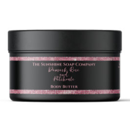 Body Butter Cosmetics Jar Label Black Pink Glitter ラップアラウンドラベル