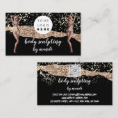 Body Care Fashion Logo QR Code Bikini Black 名刺 (正面/裏面)