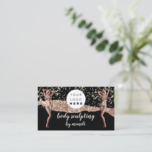 Body Care Fashion Logo QR Code Bikini Black 名刺 (スタンド正面)