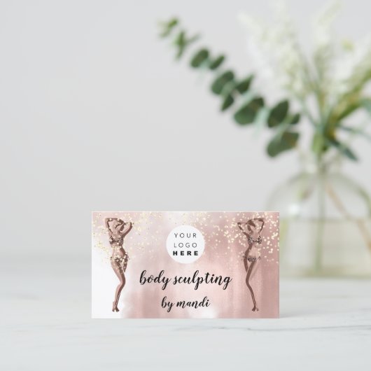 Body Care Fashion Logo QR Code Bikini Rose 名刺 (スタンド正面)