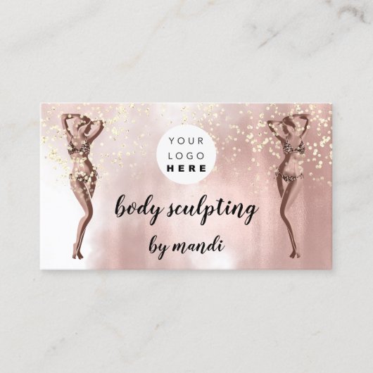 Body Care Fashion Logo QR Code Bikini Rose 名刺 (正面)