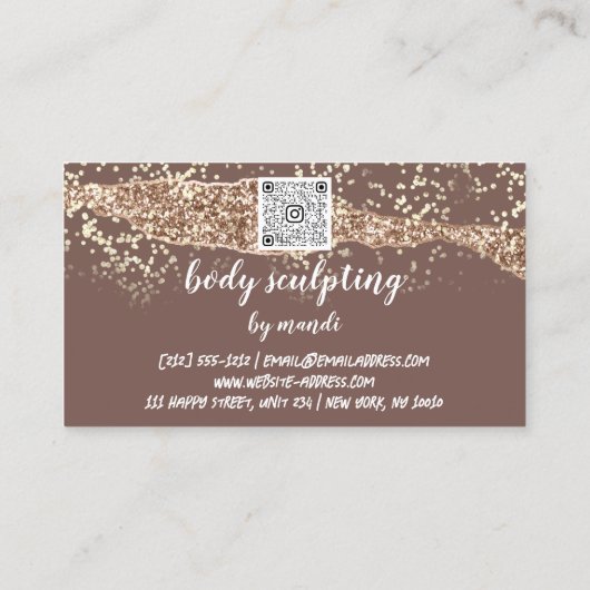 Body Care Fashion Logo QR Code Rose Glitter Bikini 名刺 (裏面)