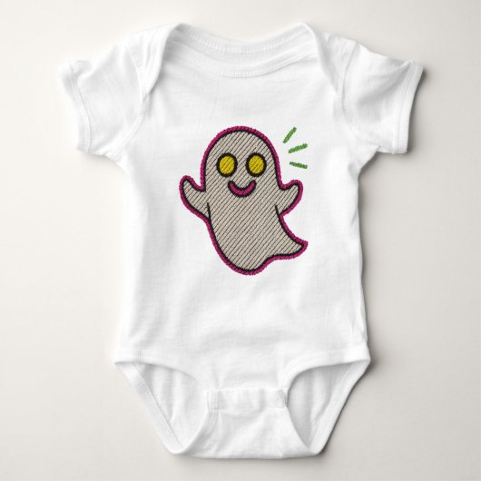 Body de bebé con fantasma bordado – diseño diverti ベビーボディスーツ (正面)