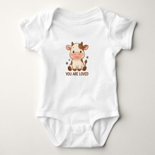 Body de bebé con vaquita adorable y frase dulce   ベビーボディスーツ (正面)