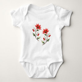 Body para Bebê  Natal  Flores Vermelhas ベビーボディスーツ