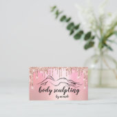 Body Sclupting Beauty Logo Glitter Drips Pink 名刺 (スタンド正面)
