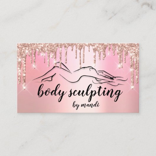 Body Sclupting Beauty Logo Glitter Drips Pink 名刺 (正面)