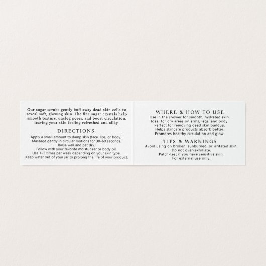 Body scrub packaging insert care marketing (内部フラット)