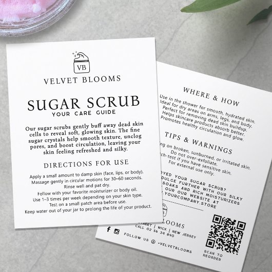 Body scrub packaging insert care marketing チラシ