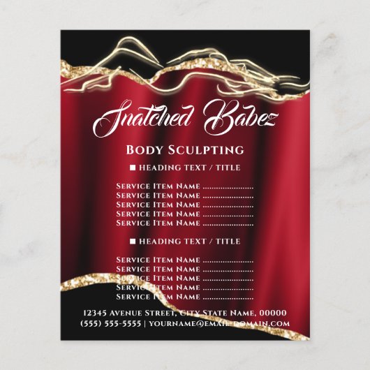 Body Sculpting Logo Red Wine Gold Price List チラシ (正面)